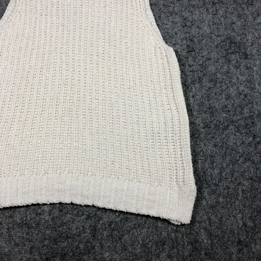 Abercrombie & Fitch Sweater Vest Womens M White Chunky Knit Sleeveless Cozy